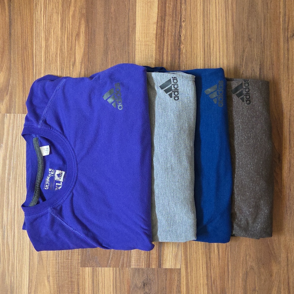 Lot Of 4 Adidas Men's Ulitmate Tee Crew Collar Shirts. XL.
